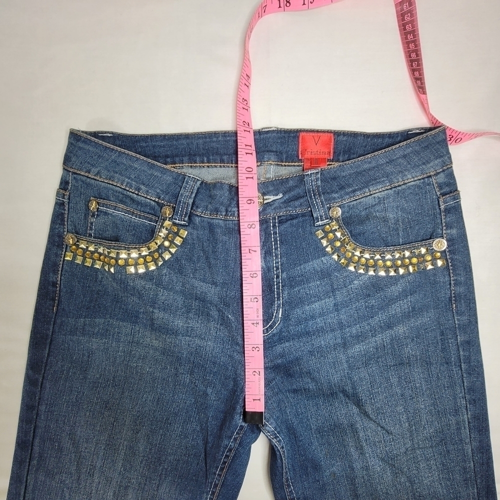 V Cristina Studded Mid-rise Straight Leg Midwash Women's Jeans Size 10 - Picture 10 of 13